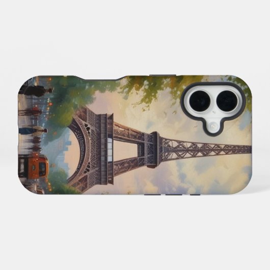 Eiffel Tower Paris Reis  Retro Art iPhone 16 Hoesje (Achterkant horizontaal)