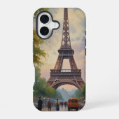 Eiffel Tower Paris Reis  Retro Art iPhone 16 Hoesje (Achterkant)