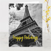 Eiffel Tower Paris Reis  Retro Art Kaart (Gele Bloem)