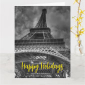 Eiffel Tower Paris Reis  Retro Art Kaart (Gele Bloem)
