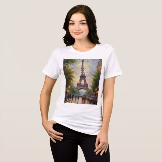 Eiffel Tower Paris Reis Retro Art Tri-Blend Shirt (Voorkant volledig)