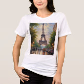 Eiffel Tower Paris Reis Retro Art Tri-Blend Shirt (Voorkant)