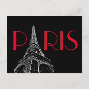 Eiffel Tower Paris Reizen Black White Red Pop Art Briefkaart