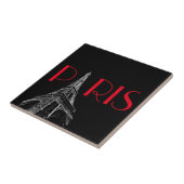 Eiffel Tower Paris Reizen Black White Red Pop Art Tegeltje (Zijkant)