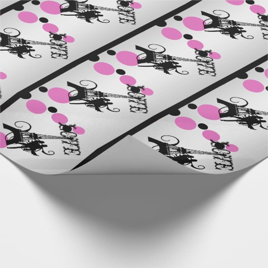 Eiffel Tower Paris romantisch Cadeaupapier (Hoek)