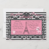 Eiffel Tower Paris Roze Podle Baby shower nodigt u Kaart (Voorkant)