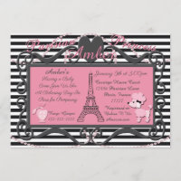 Eiffel Tower Paris Roze Podle Baby shower nodigt u