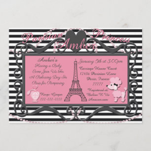 Eiffel Tower Paris Roze Podle Baby shower nodigt u Kaart