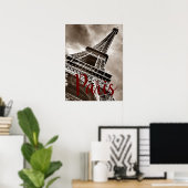 Eiffel Tower Paris Sepia  Poster (Thuiskantoor)