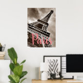 Eiffel Tower Paris Sepia  Poster (Thuiskantoor)