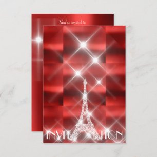 Eiffel Tower Paris Sparkly Stars Red Wine Diamond Kaart