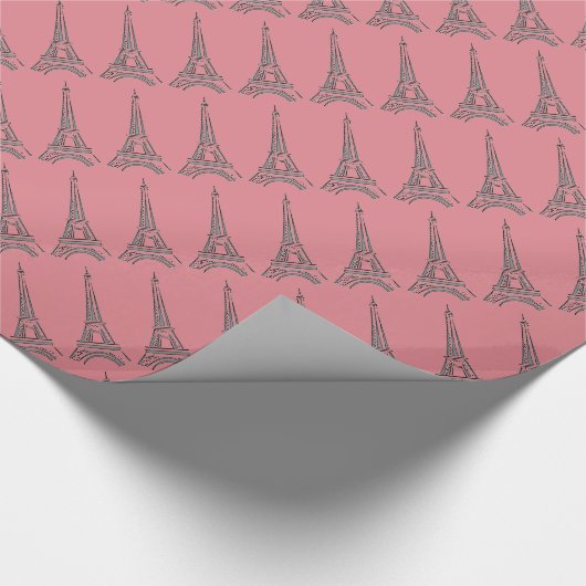 Eiffel Tower Paris Theme Party Wrapping Paper Cadeaupapier (Hoek)