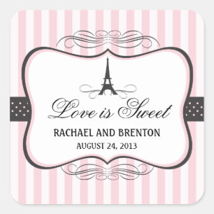Eiffel Tower Paris Wedding Vierkante Sticker
