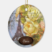 Eiffel Tower Paris Yellow Roses Kerstannament Keramisch Ornament (Links)