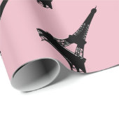 Eiffel Tower Parisian roze zwart Cadeaupapier (Rol Hoek)