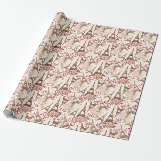 Eiffel Tower Pattern Cadeaupapier (Uitgerold)