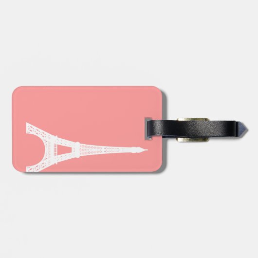Eiffel Tower Pink Bagagelabel (Achterkant horizontaal)