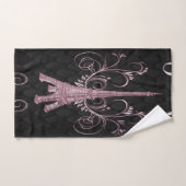 Eiffel Tower Pink Floral Swirls Bad Handdoek (Handdoek)