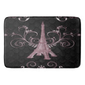 Eiffel Tower Pink Floral Swirls Bath Mat (Voorkant)