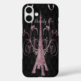 Eiffel Tower Pink Floral Swirls iPhone Case