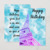 Eiffel Tower Pink Happy Birthday Post Kaart (Voorkant / Achterkant)