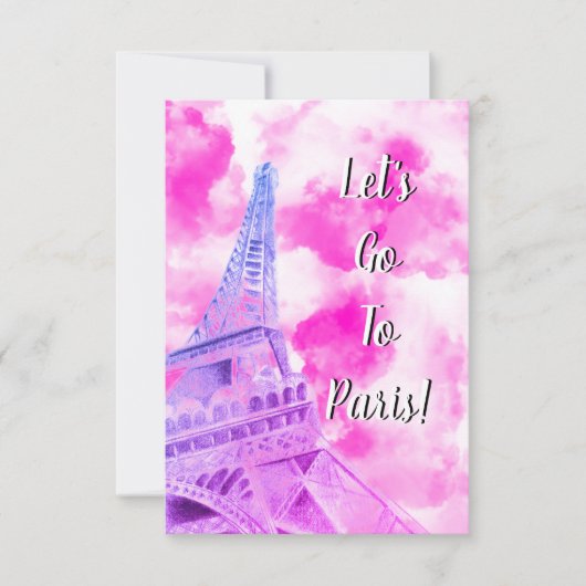 Eiffel Tower Pink Happy Birthday Post Kaart (Voorkant)