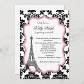 Eiffel Tower Pink Paris Bridal Shower Kaart (Voorkant / Achterkant)