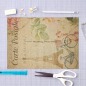 Eiffel Tower Pink Roses Franse ephemera-ontkoppeli Tissuepapier (Craft)