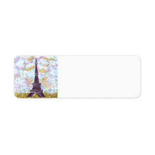 Eiffel Tower Pointillism sky adresetiketten Etiket