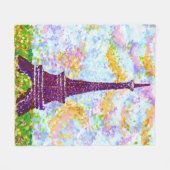 Eiffel Tower Pointillism Spring Landscape Fleece Deken (Voorkant (Horizontaal))