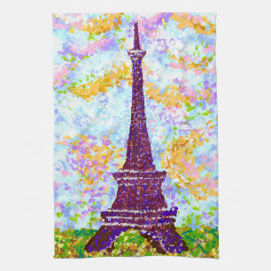 Eiffel Tower Pointillism Spring Landscape Theedoek