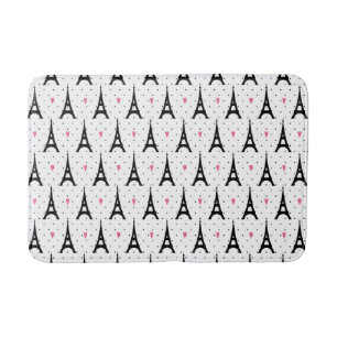 Eiffel Tower Polka Dots & Hearts Pattern Badmat