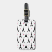Eiffel Tower Polka Dots & Hearts Pattern Bagagelabel (Voorkant verticaal)