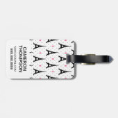 Eiffel Tower Polka Dots & Hearts Pattern Bagagelabel (Achterkant horizontaal)