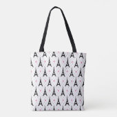 Eiffel Tower Polka Dots & Hearts Pattern Draagtas (Achterkant)