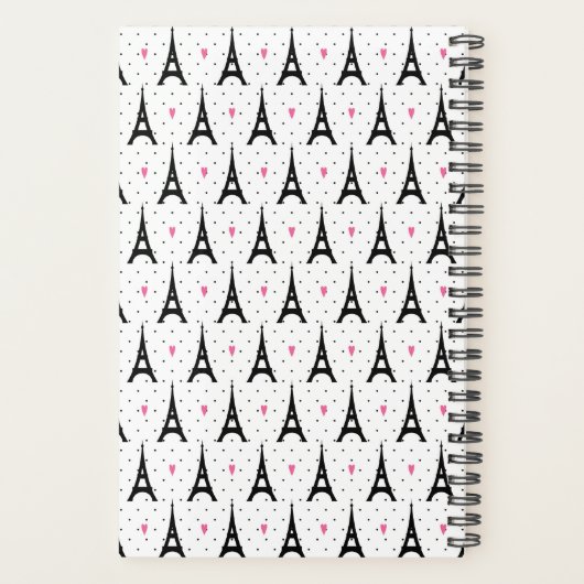 Eiffel Tower Polka Dots & Hearts Pattern Planner (Achterkant)