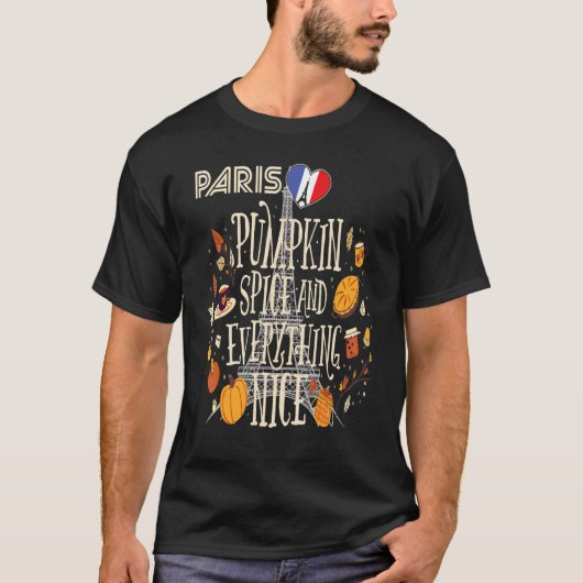 Eiffel Tower Pumpkin Paris Autumn France Fall in F T-shirt (Voorkant)