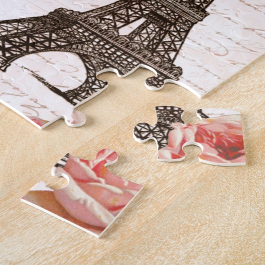 Eiffel Tower Red & Roze Rose Legpuzzel (Zijkant)