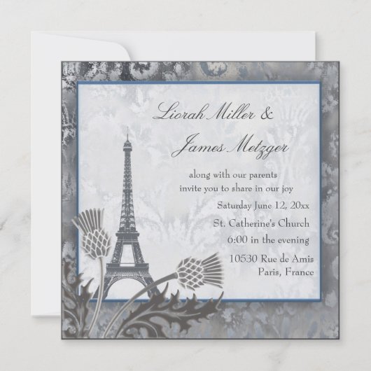 Eiffel Tower Scottish thistle Sillic Kaart (Voorkant)