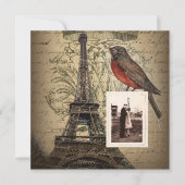 eiffel tower - scripts vintonage - bruiloft kaart (Voorkant)