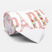 Eiffel Tower Silhouette Paris Flowers French Heart Stropdas (Opgerold)