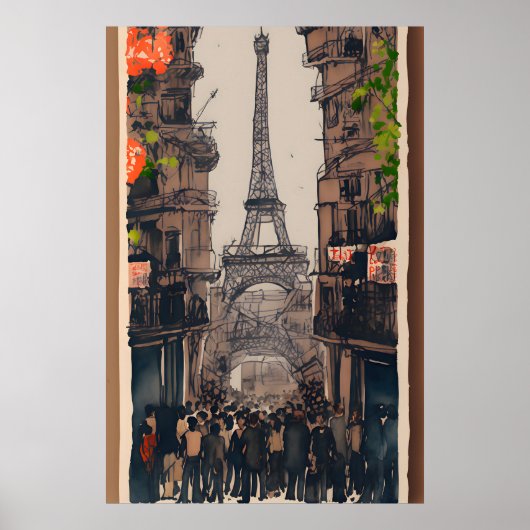 Eiffel Tower Sketch | Minimale parisiaanse kunst Poster (Voorkant)