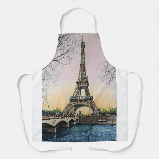 Eiffel Tower Sketch – Paris Landmark  Schort (Voorkant)