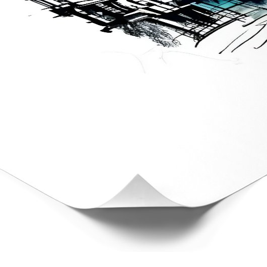 Eiffel Tower Sketch Print, Line Drawing, Paris Perfect Poster (Hoek)