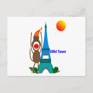 Eiffel Tower Sock Monkey-cadeautjes Briefkaart
