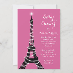 Eiffel Tower Twinkles Baby shower Kaart