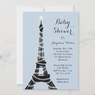 Eiffel Tower Twinkles Baby shower Kaart
