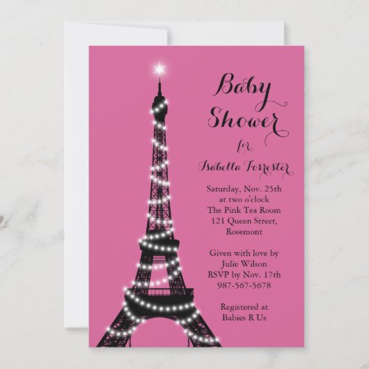Eiffel Tower Twinkles Baby shower Kaart (Voorkant)
