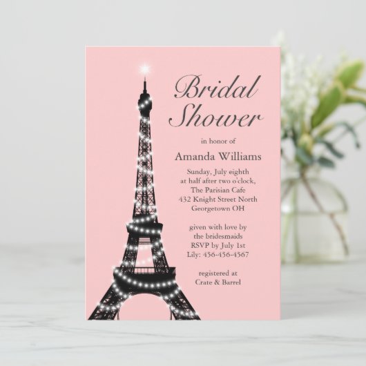 Eiffel Tower Twinkles Bridal Shower Kaart (Staand voorkant)