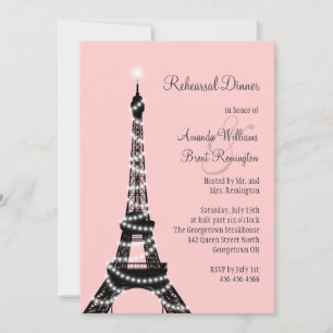 Eiffel Tower Twinkles Rehearsal Dinner Invitation Kaart